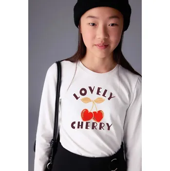 Oblečení a móda Bavlněné tričko s dlouhým rukávem Mayoral 7021.8E.Junior.9BYA béžová 01X, vel. 152