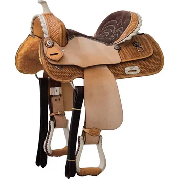 Jezdecké sedlo Westernové sedlo DENVER ARABIAN SQUARE SKIRT WITH COLORED SEAT Hnědá 16"