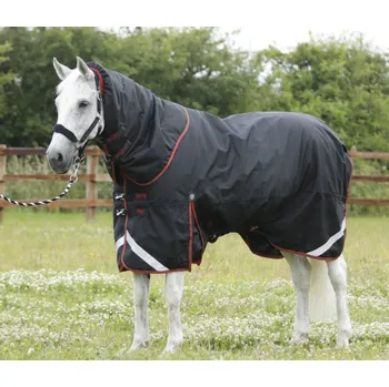 Deka pro koně Nepromokavá výběhová deka pro koně Premier Equine Titan s krčním dílem 450g Černá 5,9" (125cm)