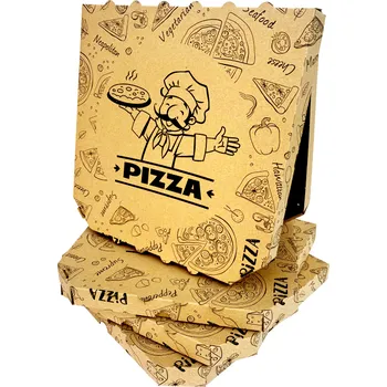 Jednorázové nádobí Krabice na pizzu 33x33x3cm hnědo - hnědá, univerzální potisk Balení (50ks)