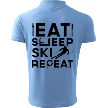 Pánská košile Eat sleep ski repeat - Polokošile pánská Pique Polo 203 - 4XL ( Pyžamově světlá modrá )