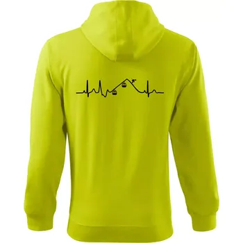 Pánská mikina EKG lanovka - Mikina s kapucí na zip trendy zipper - 3XL ( Limetková )