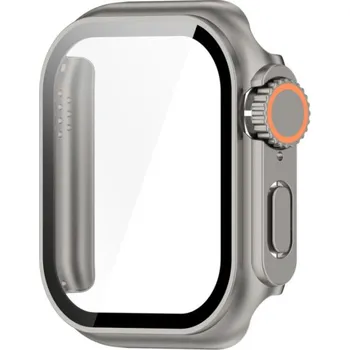 Pouzdro na mobilní telefon Pouzdro ve stylu Watch Ultra s tvrzeným sklem pro Apple Watch 46mm - přírodní titan