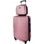 Zlato-růžová sada (taška+kufr) skořepinových kufrů "Motion" - vel. L+S