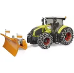 Bruder Claas Axion 950 se sněhovými řetězy a radlicí