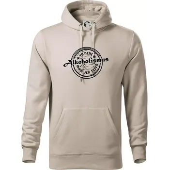 Pánská mikina Alkoholismus víno - Mikina pánská Cape s kapucí - 5XL ( Ledově šedá )