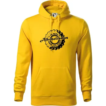 Pánská mikina Alkoholismus pivo - Mikina pánská Cape s kapucí - XL ( Žlutá )