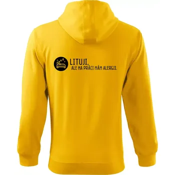 Pánská mikina Lituji na práci mám alergii - Mikina s kapucí na zip trendy zipper - XL ( Žlutá )
