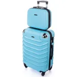Světle tyrkysová sada (taška+kufr) skořepinových kufrů "Premium" - vel. L+S