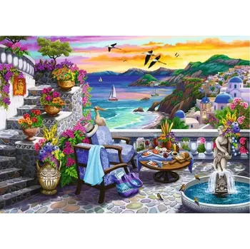 Puzzle RAVENSBURGER Puzzle Západ slunce nad Santorini EXTRA 300 dílků