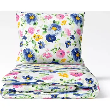 Povlečení Bavlněné povlečení Modrý květ akvarel 140x200+70x90