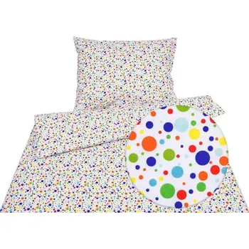 Povlečení Dětské flanelové povlečení - barevné puntíky - do postýlky 90x140+40x60