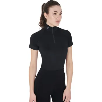 Dámské tričko Equestro Slim Fit Černá/bílá L