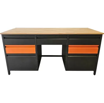 Dílenský stůl Neplátce DPH Pracovní dílenský stůl / 7 zásuvek / 173x63x87-92 cm Dřevotřísková pracovní deska antracit 38 mm Antracit + Oranžová RAL2004