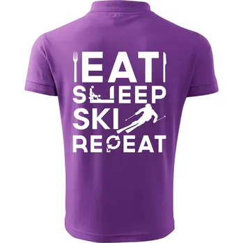 Pánská košile Eat sleep ski repeat - Polokošile pánská Pique Polo 203 - L ( Fialová )