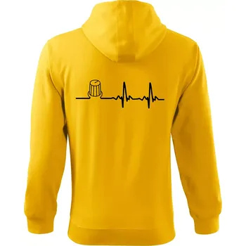 Pánská mikina Muzikant volume EKG - Mikina s kapucí na zip trendy zipper - M ( Žlutá )