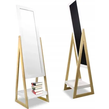 Toaletní stolek Stojací zrcadlo s dřevěnými nohami a poličkou 40 x 36 x 150 cm