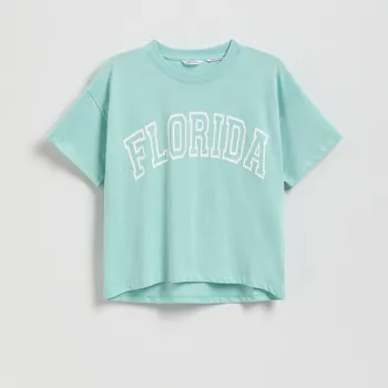 Reserved - Krátké tričko s potiskem - bledá zelená - 852GB-07X - 852GB-07X-146