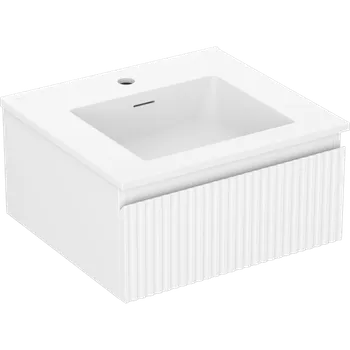 Koupelnový nábytek Mexen Rivel koupelnová skříňka 50 cm s umyvadlem Otis, 1 zásuvka, drážkovaná, bílá matná - 91A20-05023-1-BF01-W18M01 Skříňky s umyvadlem