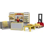 BRUDER 62251 DHL Shop set s figurkou a paletovým vozíkem