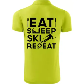 Pánská košile Eat sleep ski repeat - Polokošile Victory sportovní (dresovina) - M ( Limetková )