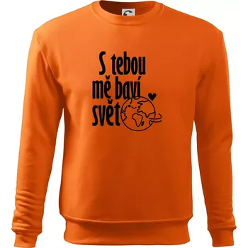 Pánská mikina S tebou mě baví svět - Mikina Essential pánská - S ( Oranžová )