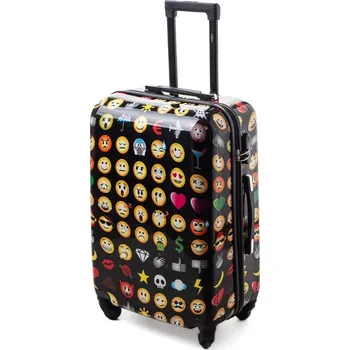 Černý skořepinový cestovní kufr "Emoticons" - vel. M