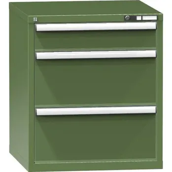 Dílenská skříňka KOMBI, v x š x h: 840 x 731 x 780 mm, 3 x zásuvka, barva zelená RAL6011