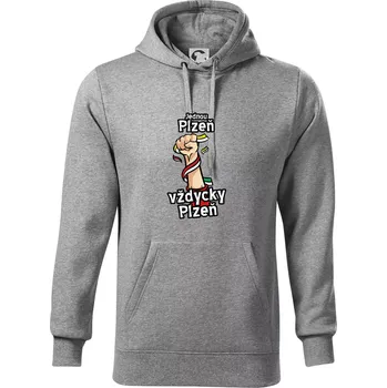 Pánská mikina Jednou Plzeň vždycky Plzeň - Mikina pánská Cape s kapucí - 4XL ( Tmavě šedý melír )