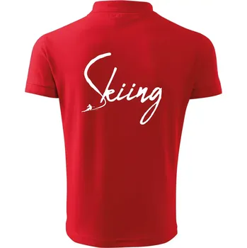 Pánská košile Skiing nápis lyžař - Polokošile pánská Pique Polo 203 - 4XL ( Červená )