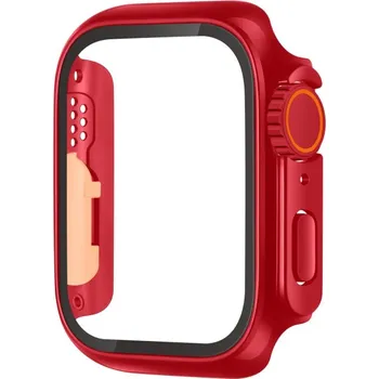Pouzdro na mobilní telefon Pouzdro ve stylu Watch Ultra s tvrzeným sklem pro Apple Watch 46mm - červené