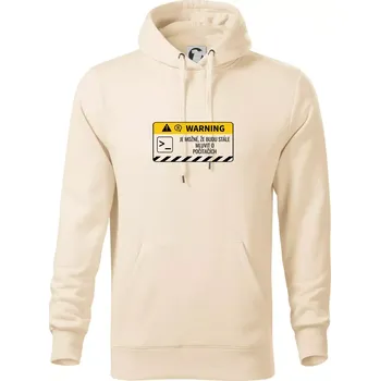 Pánská mikina Warning mluvení - Počítač - Mikina pánská Cape s kapucí - 5XL ( Mandlová )