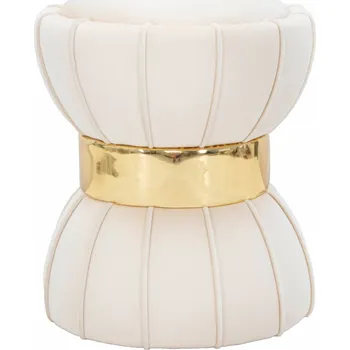 Mauro Ferretti Sametový stolek se zlatým detailem, Ø 40 cm, krémový