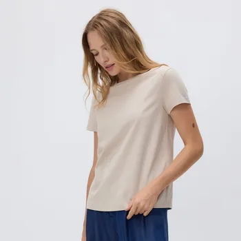 Reserved - Tričko s drobnou výšivkou - béžová - 530GA-08X - 530GA-08X-XS