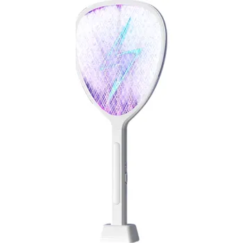 Plácačka na mouchu Elektrický lapač komárů 3 v 1 3000V Nabíjecí plácačka proti hmyzu Typ-C Dobíjení Rozšířená síť ABS plast Domácí UV lampa Muchy Komáři bílá