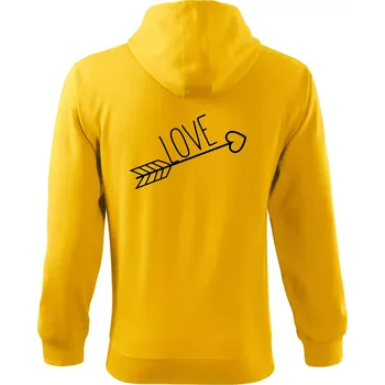 Pánská mikina Love šíp - Mikina s kapucí na zip trendy zipper - 3XL ( Žlutá )