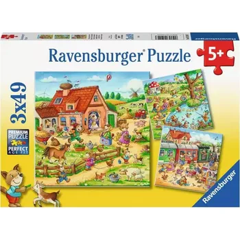 Puzzle RAVENSBURGER Puzzle Prázdniny na venkově 3x49 dílků