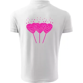 Pánská košile Srdce balónky - Polokošile pánská Pique Polo 203 - 2XL ( Bílá )