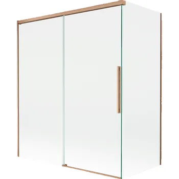 Vanová zástěna Mexen Rox vanová zástěna 2-křídlová posuvná 140 + 70 x 150 cm, transparentní, kartáčovaná měď - 8C9-140-070-65-00 Vanové zástěny