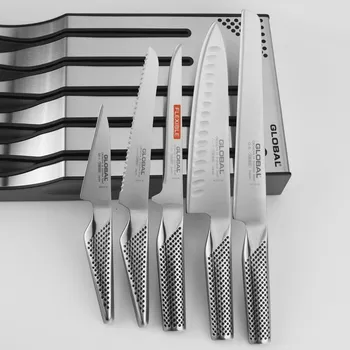 Kuchyňský nůž GLOBAL Doc Set B 5 ks - sada japonských nožů v bloku z nerezové oceli