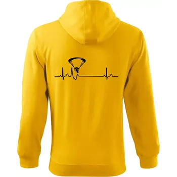 Pánská mikina EKG paramotor - Mikina s kapucí na zip trendy zipper - S ( Žlutá )