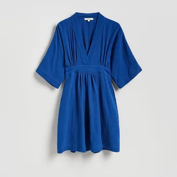 Dámské šaty Reserved - Mušelínové mini šaty - indigová - 336HZ-57X - 336HZ-57X-L