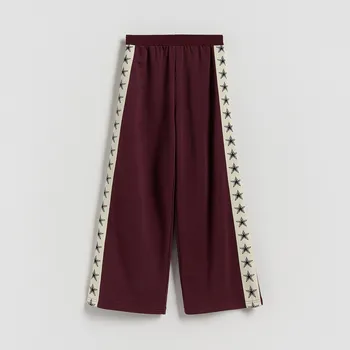 Reserved - Široké kalhoty s pruhem - hnědá - 982FF-83X - 982FF-83X-146