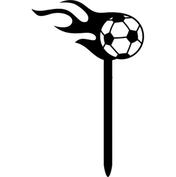 Zapichovací dekorace na dort Ohnivý fotbalový míč 6 x 3 cm Akrylová dekorace pro fotbalové nadšence Výzdoba dortu k narozeninám