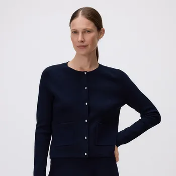 Dámský svetr Reserved - Kardigan s viskózou - tmavomodrá - YT249-59X - YT249-59X-L
