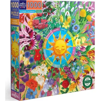 Puzzle EEBOO Čtvercové puzzle Květinový kalendář 1000 dílků