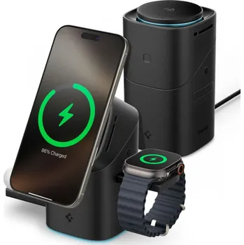 Spigen Essential Ef223Ms 3v1 Qi2 Rotační magnetická bezdrátová nabíječka Magsafe černá