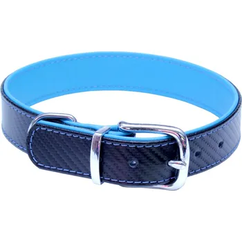 Obojek pro psa BAFPET Kožené obojky CARBON Barva: Modrá, Rozměr: 32mm x 66cm /52-61/ 04133