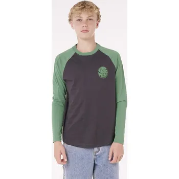 Pánské tričko Tričko Rip Curl WETTIE ICON LS TEE -BOY Grass Green velikost 12