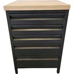 Pracovní dílenský stůl / 5 zásuvky / 60x63x87-92 cm Nerezový plech + OSB deska 22 mm Antracit